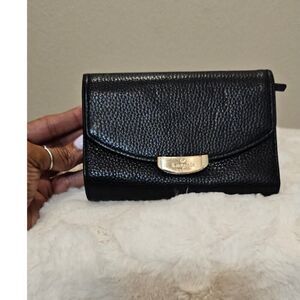 Kate Spade Black Pebble Leather Trifold Wallet